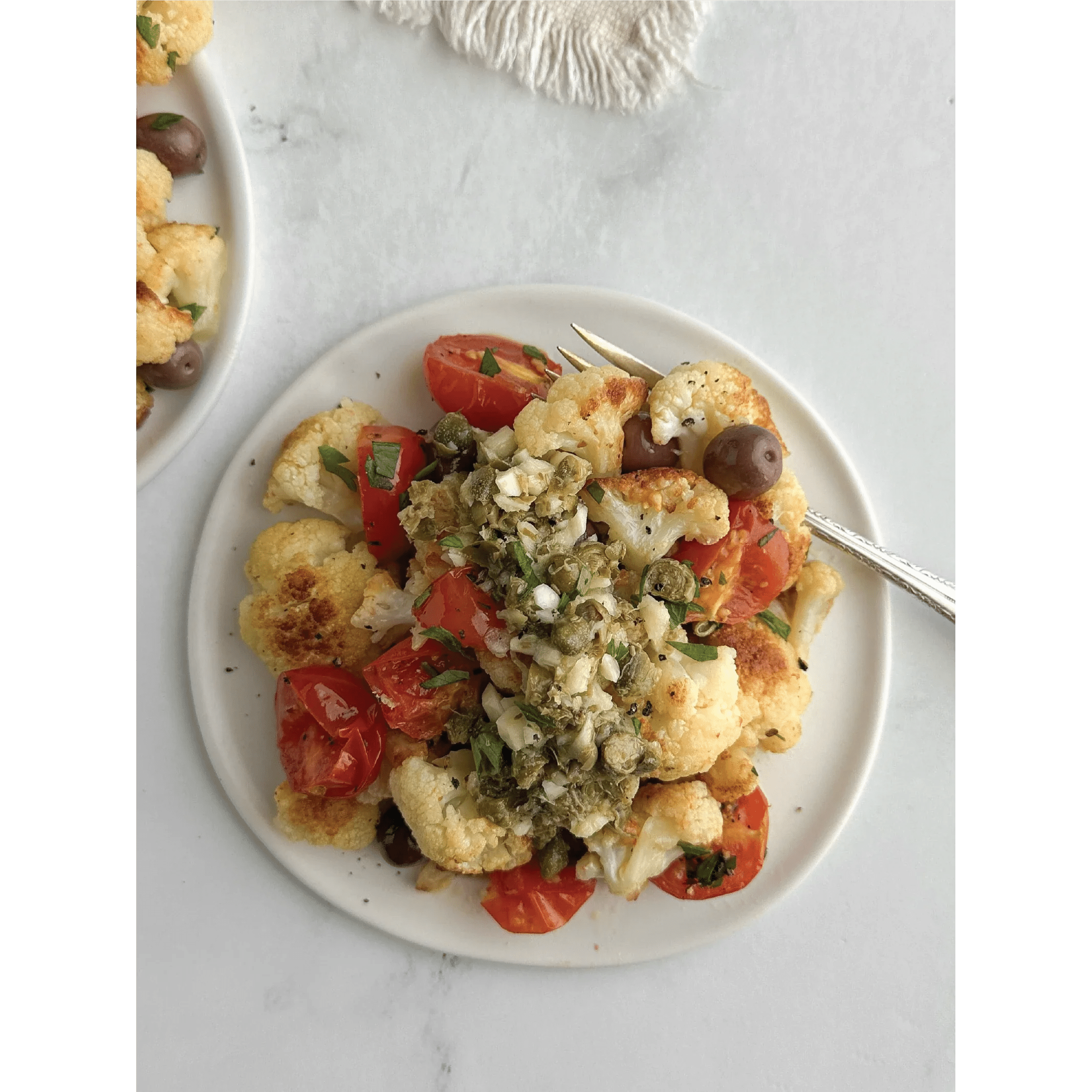 Pan-Fried Cauliflower with Roasted Tomatoes, Niçoise Olives, and Lemon Caper Sauce - Frantoio Grove