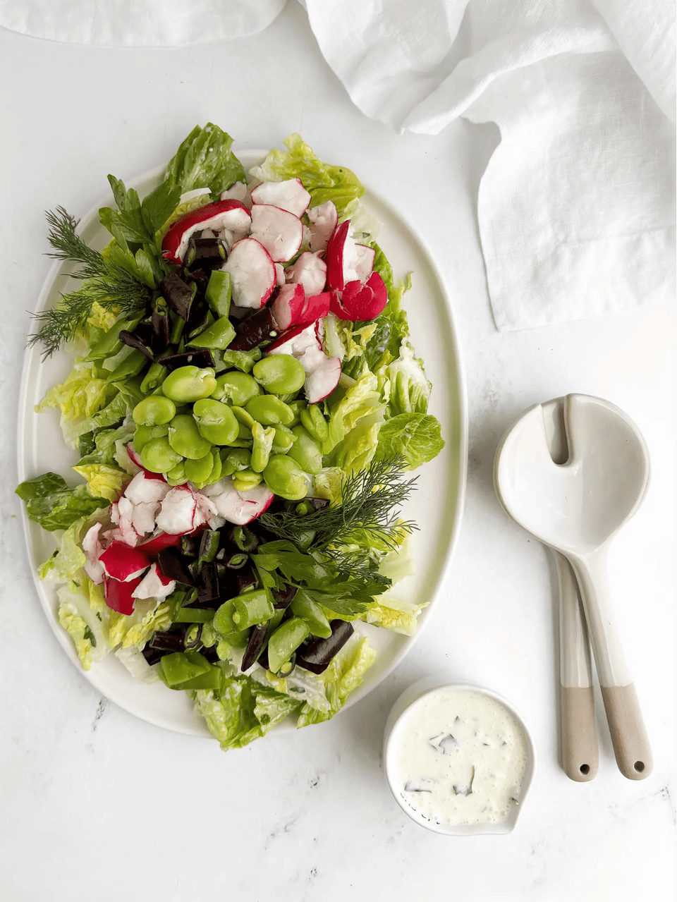 Spring Little Gems and Fava Bean Salad - Frantoio Grove