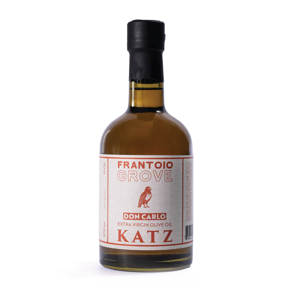 Frantoio Grove EVOO and Don Carlo extra virgin olive oil bottles