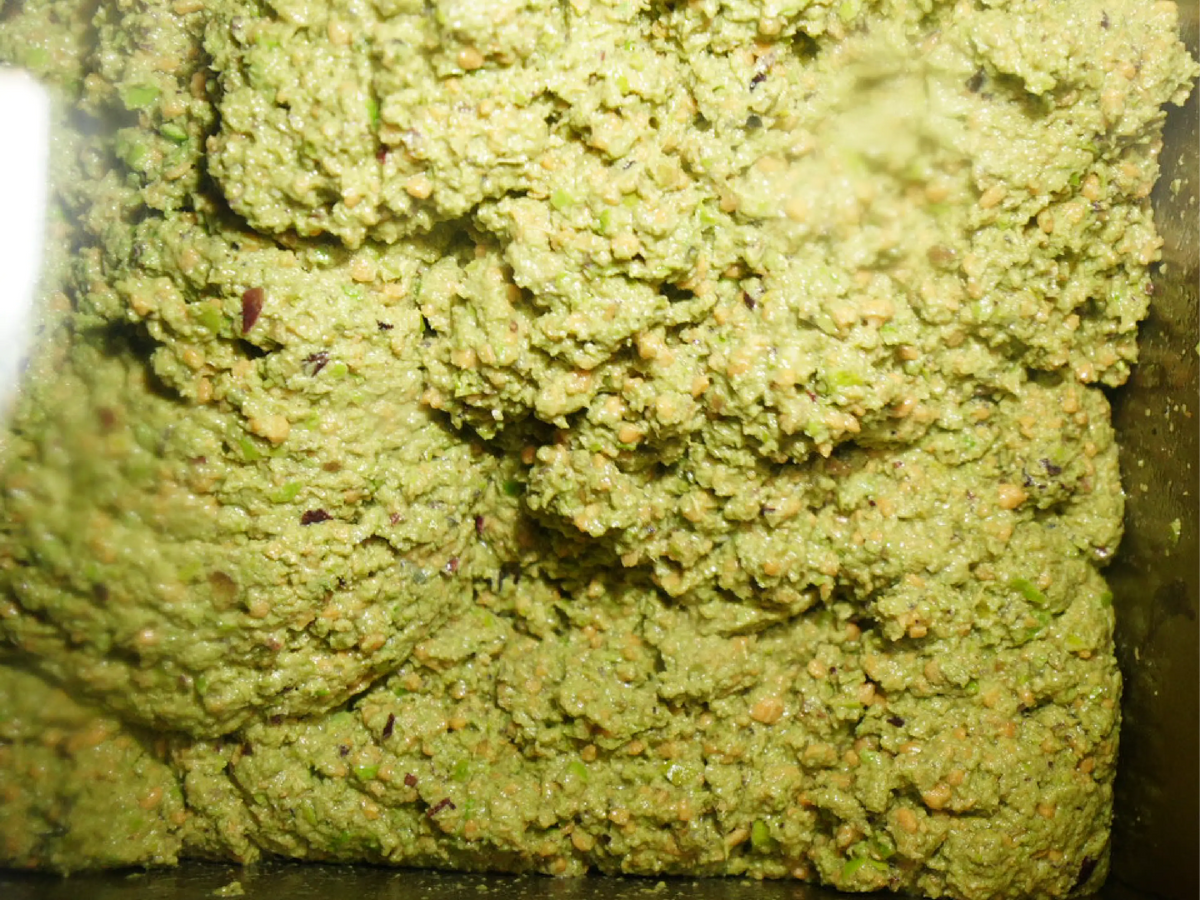 Freshly crushed olive paste in the mill