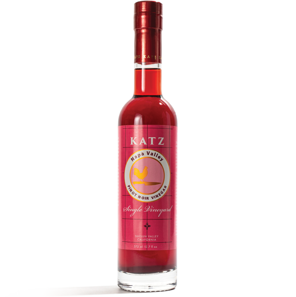 Bottle of KATZ Napa Valley Pinot Noir Vinegar on a transparent background.