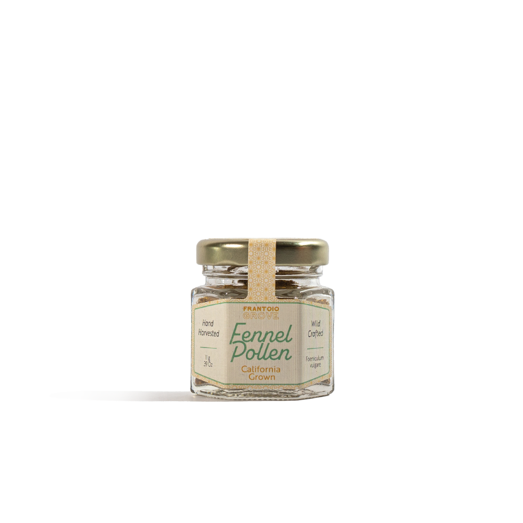 Frantoio Grove California fennel pollen jar, front